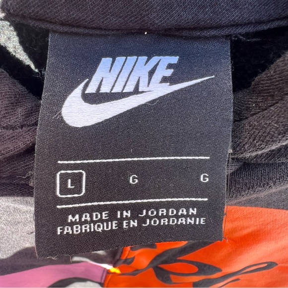 Nike Girls Hoodie Black Pink Orange Swish Size L - Picture 3 of 6